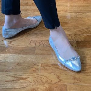 Dolce & Gabbana silver leather jeweled flats